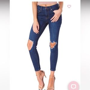 Free people high waisted busted knee skinny jeans